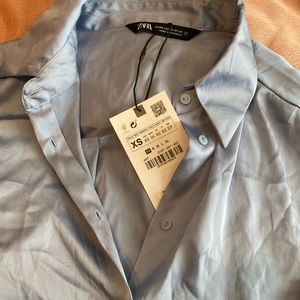 Zara Silky Button Shirt XS NWT